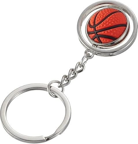 FLYSAVVY Drehbarer Basketball Schlüsselanhänger im 3D-Design Basketball Geschenke für Jungs Spieler Schlüsselanhänger Handball Geschenkidee/Fan Geschenk Fußballfans Geschenk zum Jahrestag