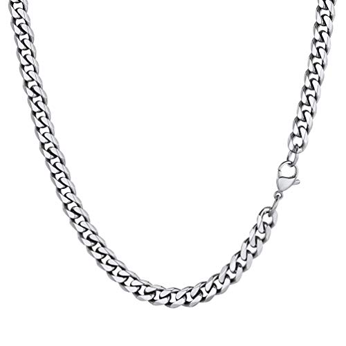PROSTEEL Herren Collier 51cm Edelstahl Panzerkette Halskette Hip Hop Link Chain Necklace 6mm breit kubanische Gliederkette Männer Jungen Modeschmuck Accessoire für Geburtstag
