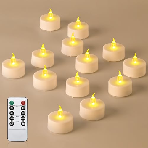 cimetech 24 LED Teelichter mit Timer Fernbedienung Flammenlose Elektrische Flackernde Batteriebetriebene Kerzen für Zuhause, Zimmer, Tisch, Halloween, Weihnachtsdekoration