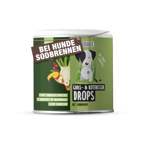 Gras und Kotfresser Drops Hund bei Sodbrennen Hund mit Ulmenrinde für Hunde | Tierärztlich entwickelte Grasfresser Drops für Hunde Sodbrennen, Beruhigt den Magen dank Ulmenrinde und Fenchel, 350g