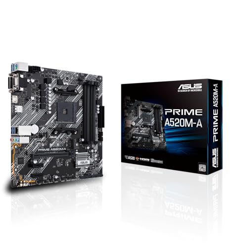 ASUS Prime A520M-A II/CSM Mainboard Sockel AM4 (AMD Ryzen, Micro-ATX, M.2, 1Gbit/s-Ethernet, SATA 6Gbit/s, USB 3.2 Gen 2 Typ-A)