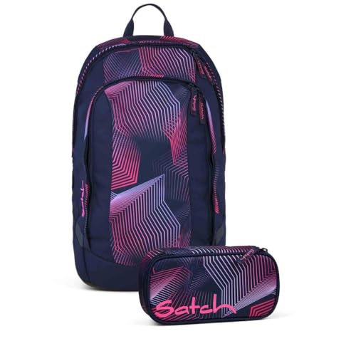 Satch Seismic Pink Schulrucksack Set 2tlg. inkl. Schlamperbox (Seismic Pink)