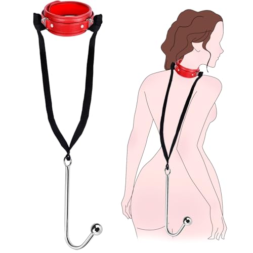 Yadonis BDSM Bondage Halsband Set mit Metall Analhaken, SM Restraints Anal Plug Hook Sexspielzeug für Paare Extrem Sex, Einstellbar Fetisch Rollenspiele Buttplug Leash Collar Fesselset Frauen Männer