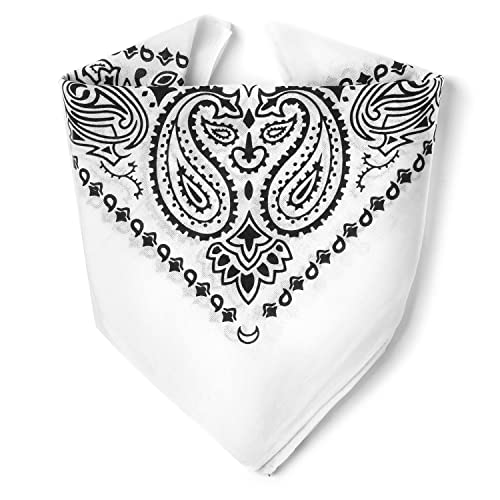 Karl Loven - Weiß Bandana - Paisleymuster - 100% Baumwolle - Dicker Stoff - 20 Exklusivfarben