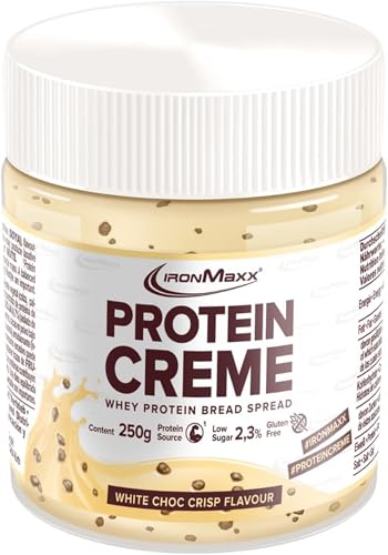 IronMaxx Protein Creme - White Choc Crisp 250g | cremiger high protein Brotaufstrich | low carb, low sugar für eine gesunde Ernährung geeignet