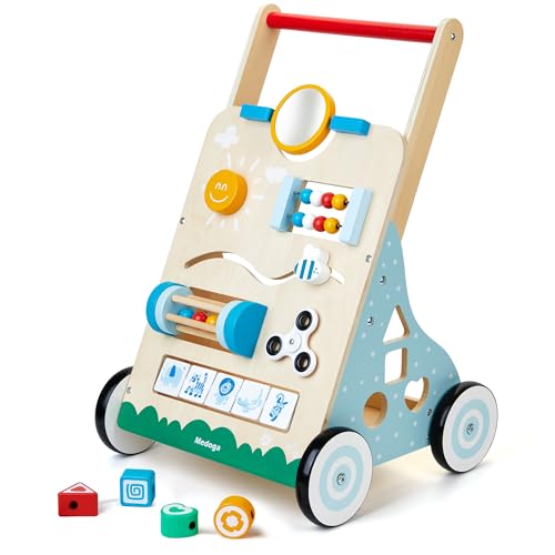 Lauflernwagen Holz 10 in 1 Verwendung als Laufwagen Baby Lauflernhilfe Holz mit gummierten Holzrädern und Activity Center Gehfrei Lauflernhilfe Baby Spielzeug für Jungen und Mädchen