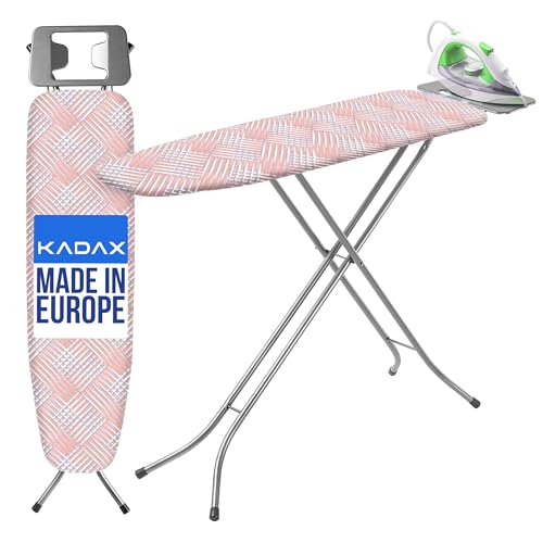 KADAX Tischbügelbrett 110x30cm - Stabiler Bügeltisch für Dampfbügelstation, klappbar, höhenverstellbar, mit hitzebeständiger Bügeleisenablage