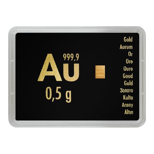 Goldstücke24 Motivbox mit echtem Goldbarren aus 999,9 Feingold – verschiedene Größen wählbar – Sammlerbarren, Anlagegold, Wertanlage & Krisenvorsorge (0,5g Gold)