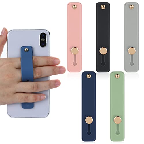 Molain Handyschlaufen-Fingerhalter, 5 Stück Telefongriffhalter Finger-Handy-Griff Silikon-Handy-Fingerriemen Teleskopischer Handyhalter für alle Smartphones(5 Farben)
