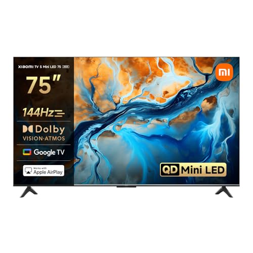 XIAOMI TV S Mini LED 75 Zoll (191 cm), 4K UHD Smart TV, 144Hz (240Hz Game Boost Mode), Dolby Atmos & Vision, HDR10+, Triple Tuner, DVB-C/S/S2/T/T2, Google TV, MEMC, Airplay, Google Assistant