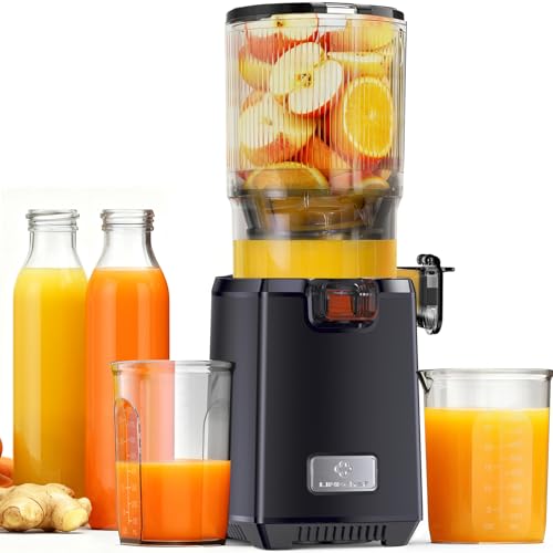 LINKChef Entsafter Slow Juicer, 130 mm große Öffnung, Entsafter Gemüse und Obst, 1,8 L Kapazität, 250W Elektrischer Juicer mit Rücklauffunktion, Leise, Einfache Montage, Leicht zu Reinigen, BPA-frei