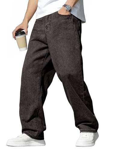 JMIERR Jeans Herren Baggy Stretch Y2K Denim Hose, Dunkelgrau L