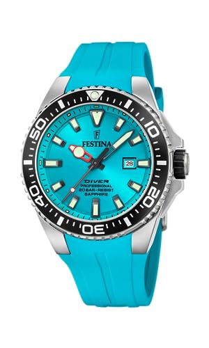 Festina Herrenuhr Analog - Kautschuk Blau - Quarzwerk - Datum - Saphirglas Hohe Widerstandsfähigkeit - Wasserdicht 20 ATM - F20664/5 The Originals
