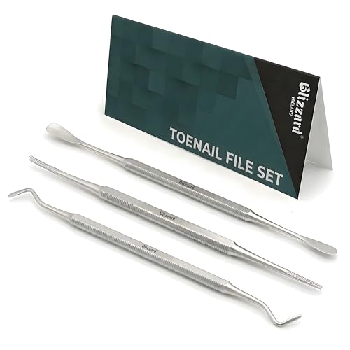 Blizzard Premium Fußpflege Werkzeug Set – 3-teiliges Zehennagel Kit für Eingewachsene Nägel – Doppelseitiger Nagelreiniger, Feile & Nagelheber – Profi Edelstahl Maniküre Pediküre Nagelpflege Set