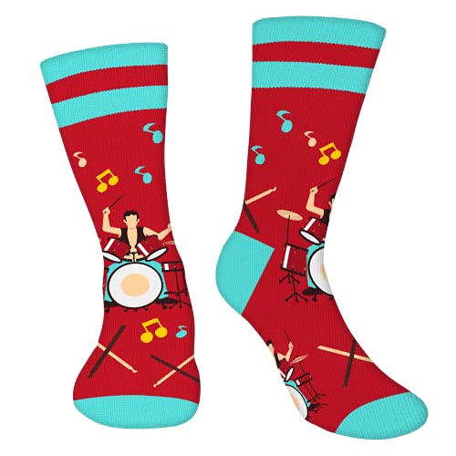 Lustige Schlagzeug Socken Herren Papa Jungen- Musik Bunte Lustig Männer Witzige Socken Mit Motiv Coole Bedrucken Verrückte Muster Funny Socks- Musiker Valentinstag Weihnachten Geschenke Vatertag