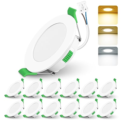 ALUSSO LIGHTING Einbaustrahler Led,68mm Lochmaß 4W LED Einbaustrahler 230V Dimmbar, IP44 Warmweiß 3000K Neutralweiß 4000K Kaltweiß 6500K Deckenspots für Badezimmer Küche Wohnzimmer,Weiß,12er Set