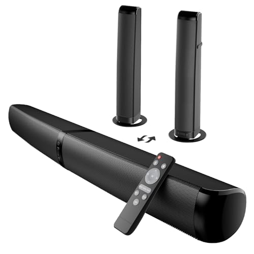 GarageRock Soundbar für TV Geräte, 2026 Upgrade 90W 2-in-1 Teilbare Soundbar for TV, Bluetooth 5.3 Lautsprecher für Fernseher with ARC/Opt/AUX Anschluss, Heimkino Soundsystem for TV/PC/Gaming/Gift