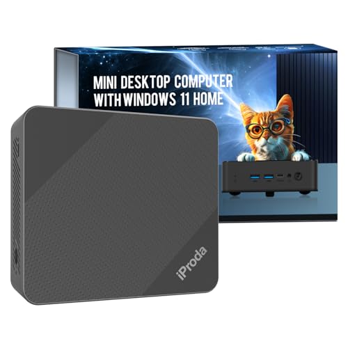 iProda Mini-PC 12. Generation Alder Lake N97 Prozessor (4C/4T, bis zu 3,6 GHz), 16 GB DDR4 RAM, Mini-Desktop-Computer mit 512 GB PCIE SSD 4K Dual Display Micro PC WiFi6/Bluetooth 5.2/USB3.2