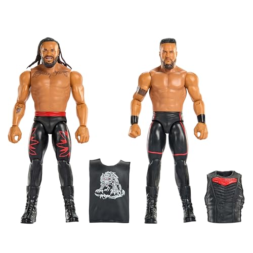Mattel WWE Hauptkampf Showdown-Actionfiguren im 2er-Pack mit Zubehör, Serie #24 Tama Tonga und Jacob Fatu, Sammelfigur-Set, ca. 15 cm groß, JHJ56