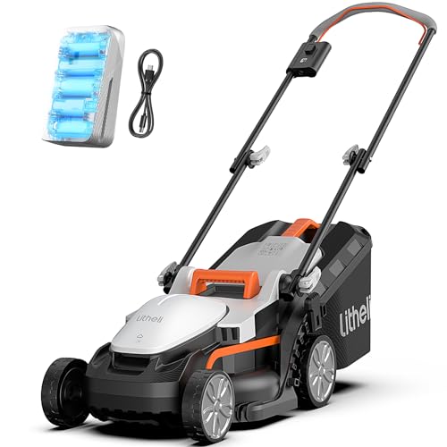 Litheli Akku Rasenmäher, 20V/33cm Schnittbreite, bis 200 m², 30L Fangkorb, 25-65 mm Schnitthöhe, inkl. 4,0 Ah Akku
