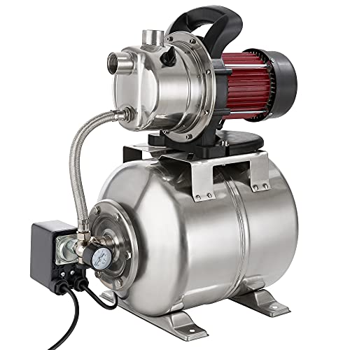 Arebos Hauswasserwerk | 1200 Watt | Fördermenge 3800 l/h | Förderhöhe 48 Meter | 19 l Tank