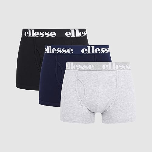 Ellesse Herren Hali 3pk Boxers Unterhose, Black/Grey/Navy, M EU