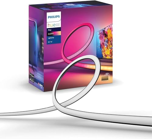 Philips Hue White & Color Ambiance Gradient Lightstrip (75 Zoll), dimmbarer LED Streifen für den Fernseher mit 16 Mio. Farben und Farbverläufen, smarte Heimkino TV Hintergrundbeleuchtung, schwarz