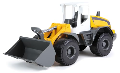 Lena Worxx Radlader Liebherr L538 Litronic 48 cm, realistisches Baustellenfahrzeug, Robustes Spielzeug mit funktionstüchtiger Schaufel und Griff, für Kinder ab 3 Jahren, Gelb