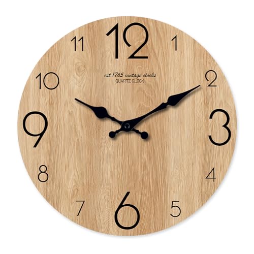 NUOVO 12 Zoll MDF Holz Wanduhr Modern Vintage Batterie Betriebene Quarz Wanduhr Einfach zu Lesen für Zimmer Wohnzimmer Zuhause KüChe Schlafzimmer BüRo Schule