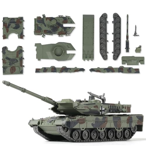 SEBUNAS Leopard 2A7 Militärpanzer im Maßstab 1/72, Schnellbaumodell, deutsches Panzerfahrzeug, Leopard 2A7 Kampfpanzer, Baumodell, Geschenk für Erwachsene und Kinder (14 Teile)