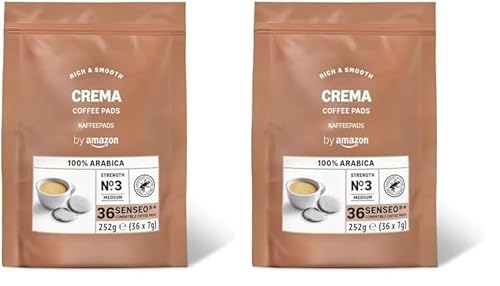 by Amazon Kaffeepads Crema 100% Arabica, Geeignet für Senseo Maschinen, 36 Stück (1er-Pack) (Packung mit 2)