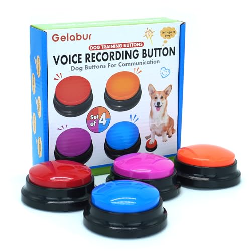 Gelabur Set von 4-Hundetasten für Kommunikation, Voice Recordable Tasten, Hundetraining sprechende Tasten Starter Set, Haustier Easy Speaking Buttons Tools
