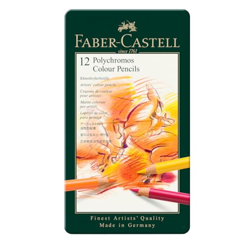 Faber-Castell - Polychromos Buntstifte Set 12 Farben Metalletui
