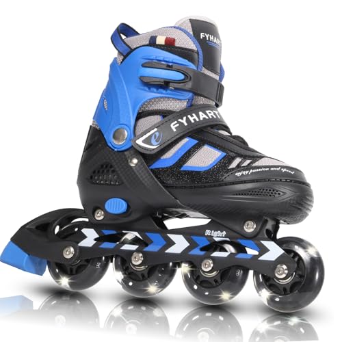 PIPIZHU Inliner für Kinder/Jugendliche & Erwachsene | Rollchuhe Kinder Roller Skates bis zu 4 Größen Verstellbar | Ideal für Freizeit, Sport & Spiel, Blau (Blau, M (32-36 EU))