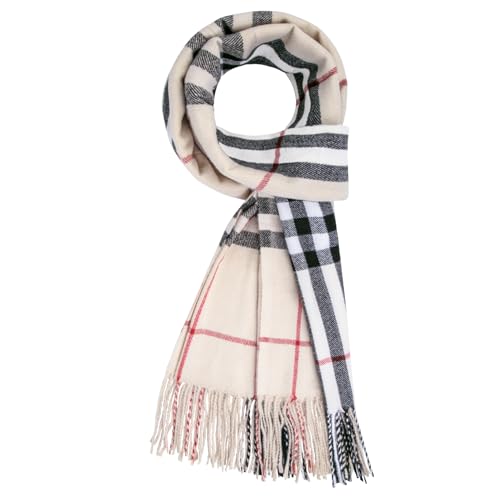 Chalier Fashion Herren Schal Lange Winterschal Tartan Schal Warm und Weiche Schal Herren Damen kariert Braun Schwarz