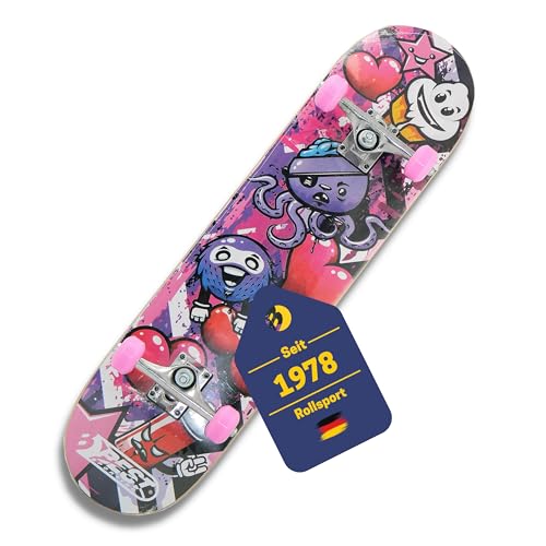 BEST SPORTING Skateboard A3 Kid Octopus – Skateboard 78 cm für Kinder mit rutschfestem Deck – 7-lagiges Ahornholz & Alu-Achse – ABEC 3 Kugellager – für Mädchen & Jungen ab 7 Jahre (Octopus Pink)