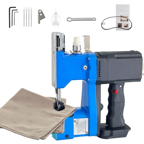 Handnähmaschine mit Akku, Tragbare Akku Sacknähmaschine kompatibel mit Ma-kita 18V Akku, Stichlänge 7–10mm, Nähdicke 0,2–10mm, Elektrische Beutelverschließmaschine für Säcke