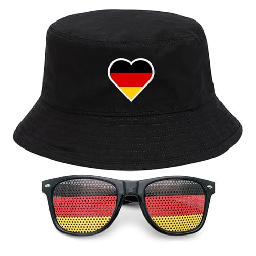 RgitFzi Deutschland Fanartikel Set 2026 WM Herz Design, WM Trikot 2026 Deutschland, Deutschland Hut und Brille für Fans, Fanartikel Deutschland für Fußball Party, Deutschland Deko für Damen Herren