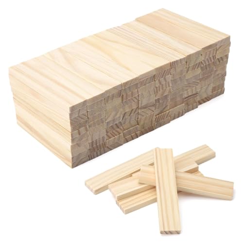 KQDRAVINE 100 Stück bastelholz klötzchen, 100 x 20 x 7mm Holzbausteine Bastelklötzchen holzklötze Holzleiste Holzstäbchen basteln Holz für DIY Projekte und Deko