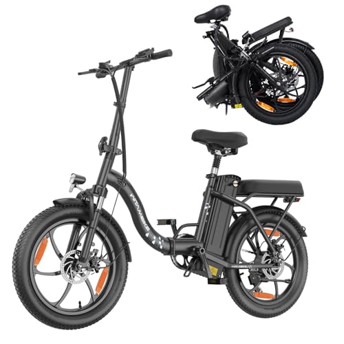 CHEEVALRY Faltbares E-Bike 20 Zoll, 250W Elektrofahrrad mit 48V 16AH Akku (100km), 7 Gang Cityrad mit Federung, LED & Scheibenbremsen, Carbonstahl-Rahmen (z-c16S-chwarz)