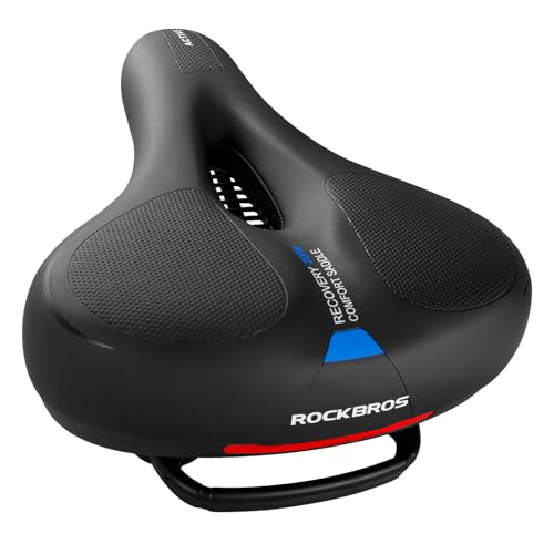 ROCKBROS Fahrradsattel Bequem Gelsattel Herren Damen Ergonomischer Breiter Fahrradsitz Weich Memory Foam MTB Rennrad 26 * 22cm Atmungsaktiv Wasserdicht,Schwarz Blau