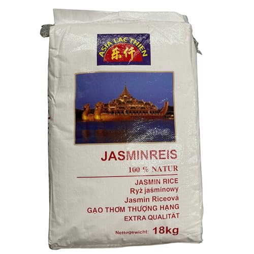 Lac Thien Premium Kambodscha Jasmin Reis 18 kg – Phka Rumduol Duftreis im Großpack – Extra Langkorn Weißer Reis, Calrose, Jasmin, Klebreis & Süßreis – 100% Natürlicher Asiatischer Reis