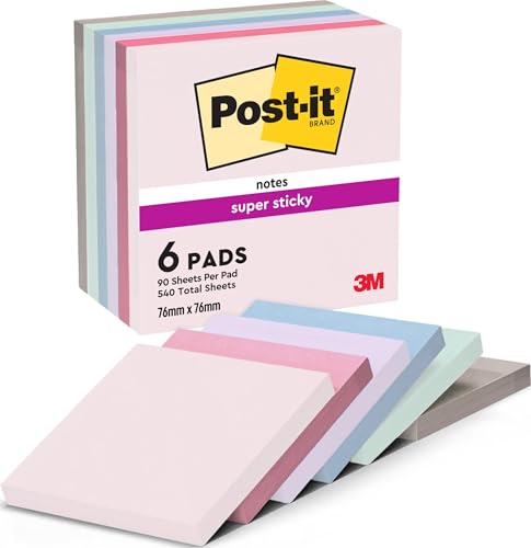 Post-it Super Sticky Notes, 6 Blöcke (540 Blatt), 76 mm x 76 mm
