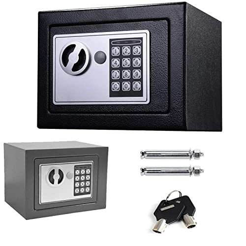 Tresor Klein Elektronischer Safe, Safe Tresor Feuerfest Möbeltresor Dokumententresor Geldschrank Wandtresor mit zahlenschloss und 2 Notschlüssel wasserdichte Sicherheitsbox Wandtresor Schwarz-4,6L