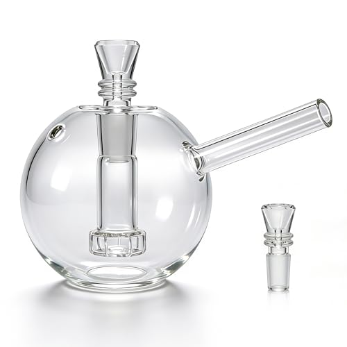 TIMSURE Glasbong – 10,3 cm Borosilikat Bongpfeife mit 8,5 cm Wasser-Kammer, 6 cm Mundstück, 2x 14,5 mm Köpfe – Handgefertigte Mini Bong für Wasserpfeife Rauchen