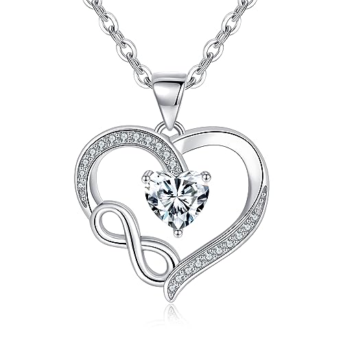 Tusuzik Muttertagsgeschenk Halskette Damen Silber 925 Herzkette Muttertagsgeschenk für Mama Halsketten mit Unendlichkeitszeichen Schmuck Kleine Geschenke für Frauen Geschenk Mama