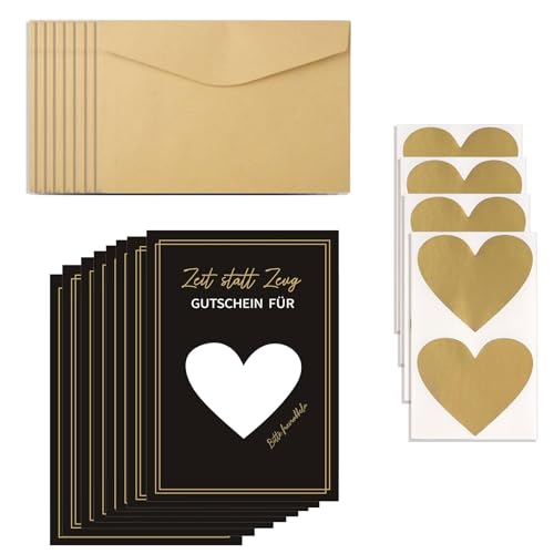xinxinlovee 8 Sets Gutscheine zum selber ausfüllen, Zeit anstatt Zeug, Rubbelkarten zum selber beschriften mit Umschlägen, Gutscheinkarte zum Selbstausfüllen, Geburtstagskarte