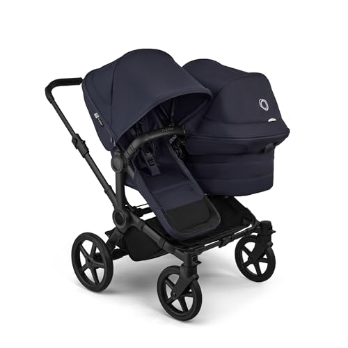 Bugaboo Donkey 6 Double, Geschwisterwagen für Baby & Kleinkind, Doppelkinderwagen mit wendbarem Sitz und Liegewanne, komfortable Einhand-Lenkung, Deep Indigo