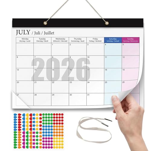 TUMYBCC A4 Wandkalender 2026-2027, 18 Monate Kalender Familienplaner