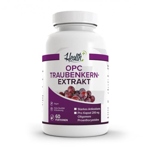 Zec+ Health+ OPC Traubenkernextrakt - 120 Kapseln mit 200 mg reines OPC Pulver mit 50% OPC Gehalt, hochdosiert, Premium Qualität aus französischen Trauben, Made in Germany